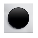 R3 - Выключатель 1-клавишный, рамка алюминий, клавиша черная, глянец